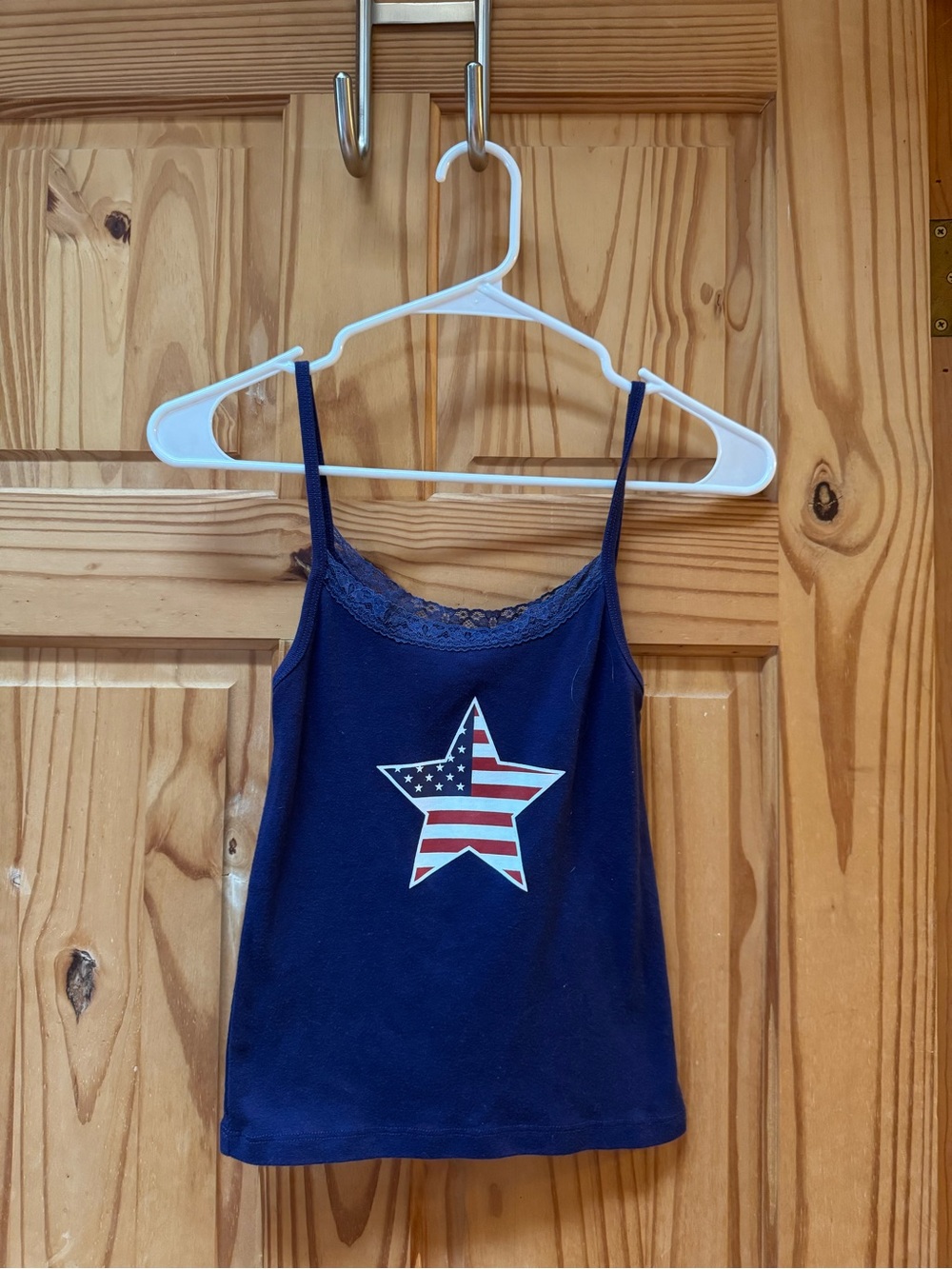 Modern Lux Navy Lace-Trim Tank Top
